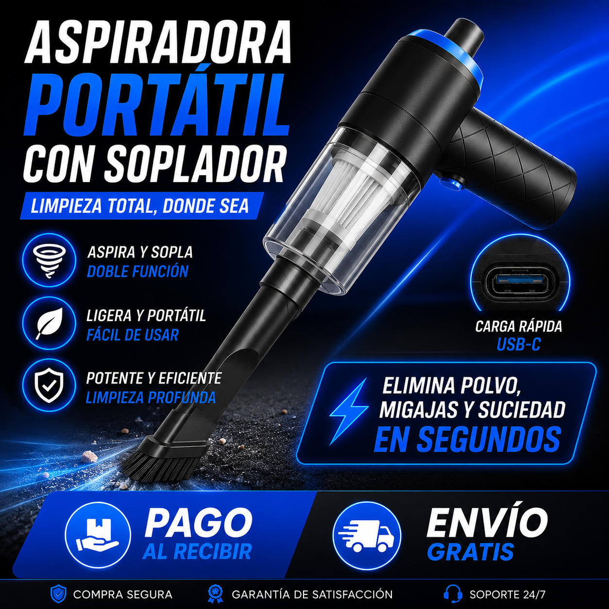 Aspiradora Portatil Con Soplador