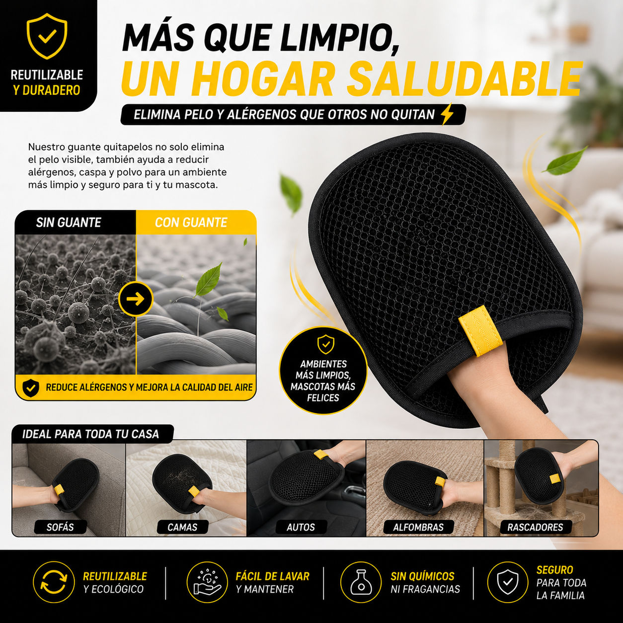 2 Pet Hair Remover Pro – Guante Quitapelos Premium